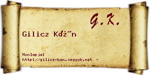 Gilicz Kán névjegykártya